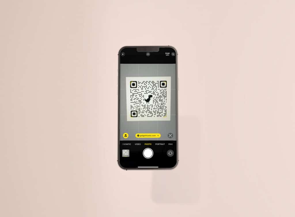 an iphone with a screen on it scanning a QR code